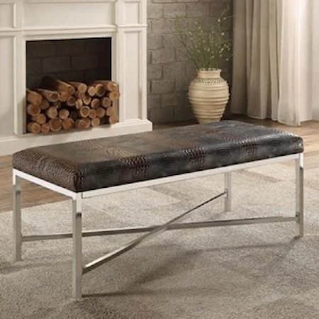 Contemporary Bench with Alligator Embossed Bi-Cast Seat